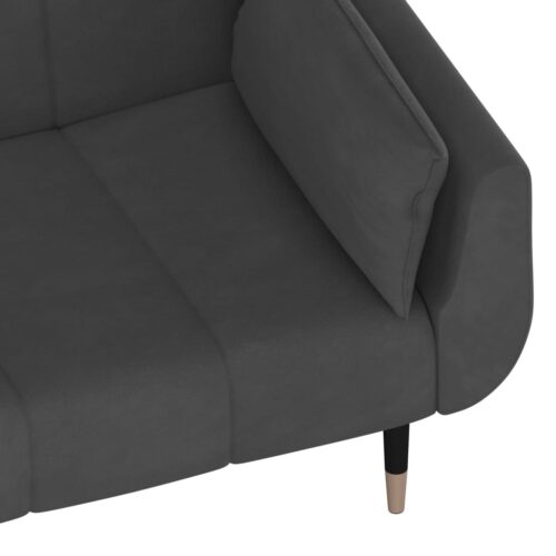 2-Seater Sofa Bed with Two Pillows Dark Grey Velvet - Image 11