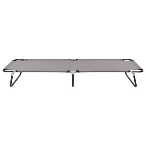 Folding Sun Lounger Grey Steel - Image 2