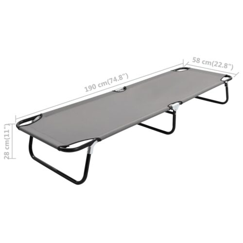 Folding Sun Lounger Grey Steel - Image 9