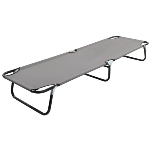 Folding Sun Lounger Grey Steel - Image 10