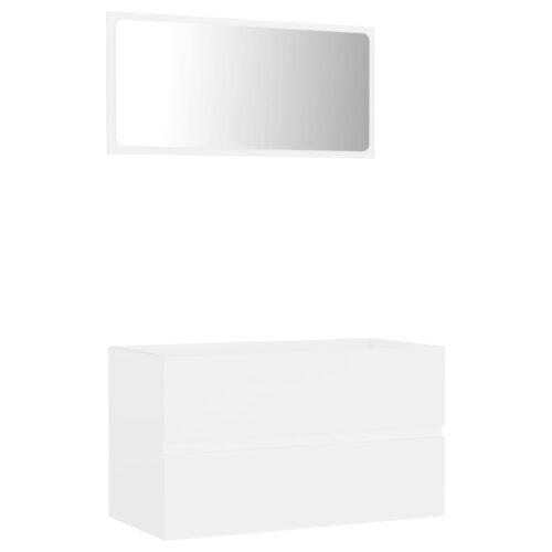 2-Piece Bathroom Furniture Set White Engineered Wood - Image 2
