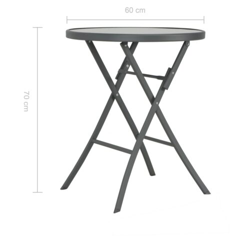 Glass Steel Folding Table Indoor Outdoor Patio Garden Bistro Coffee Lounge Stand 60x70cm - Image 6