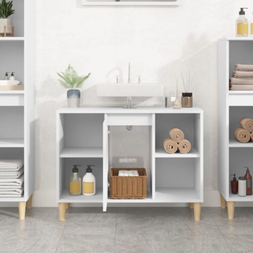 Sink Cabinet White 80x33x60cm Engineered Wood - Image 3