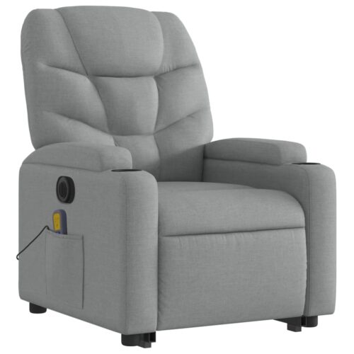 Electric Stand up Massage Recliner Chair Light Grey Fabric - Image 3