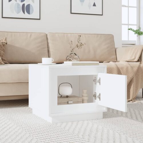 Coffee Table White 51x50x44cm Engineered Wood - Image 3