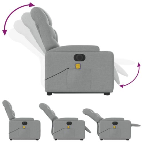 Electric Stand up Massage Recliner Chair Light Grey Fabric - Image 6