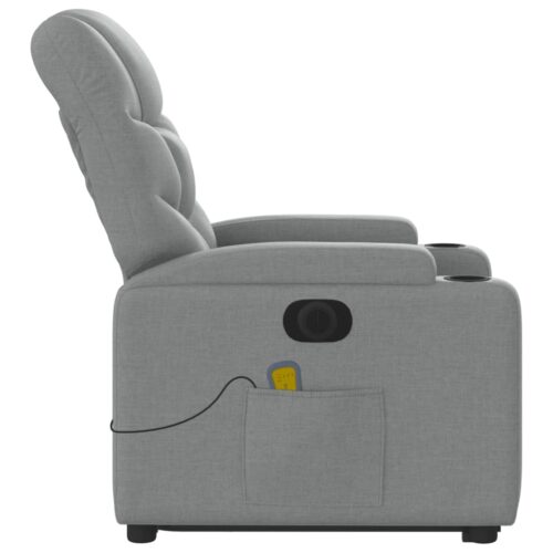 Electric Stand up Massage Recliner Chair Light Grey Fabric - Image 9