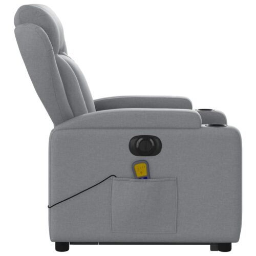 Electric Stand up Massage Recliner Chair Light Grey Fabric - Image 9