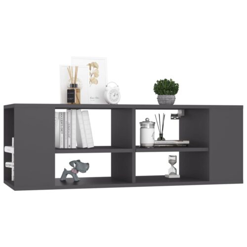 Wall-Mounted TV Cabinet Grey 102x35x35cm Engineered Wood - Image 3
