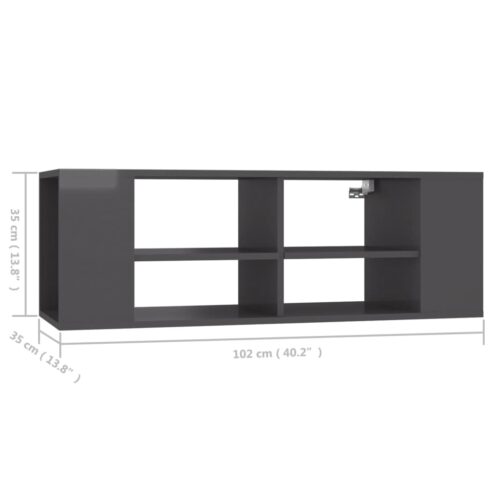 Wall-Mounted TV Cabinet Grey 102x35x35cm Engineered Wood - Image 7