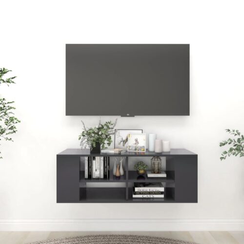 Wall-Mounted TV Cabinet Grey 102x35x35cm Engineered Wood - Image 8