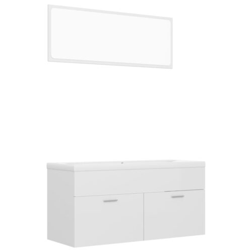 Bathroom Furniture Set High Gloss White Engineered Wood - Image 2