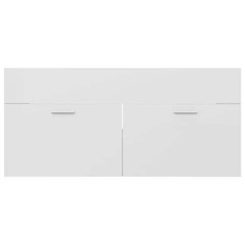 Bathroom Furniture Set High Gloss White Engineered Wood - Image 9