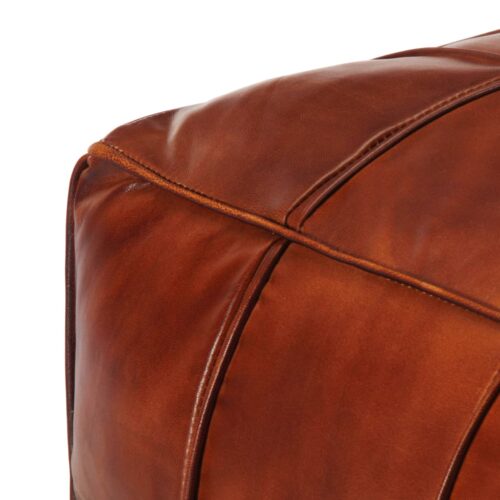 Pouffe Tan 60x60x30cm Genuine Goat Leather - Image 3