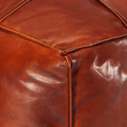 Pouffe Tan 60x60x30cm Genuine Goat Leather - Image 4