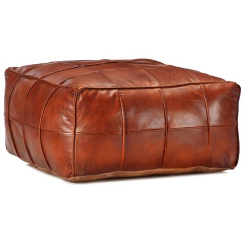 Pouffe Tan 60x60x30cm Genuine Goat Leather - Image 6