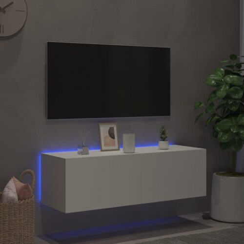 TV Wall Cabinet with LED Lights White 100x35x31cm - Image 12