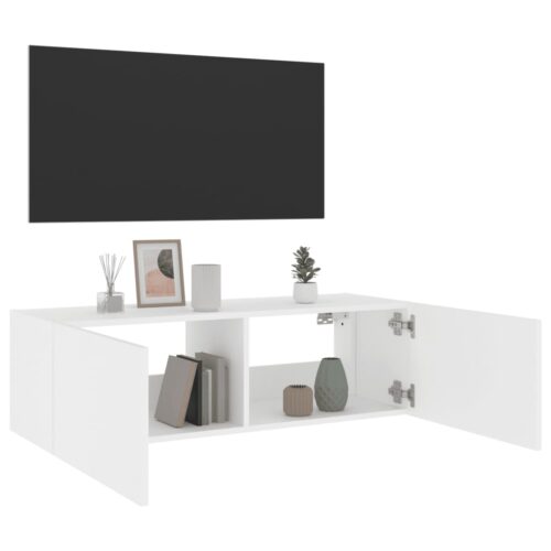 TV Wall Cabinet with LED Lights White 100x35x31cm - Image 6