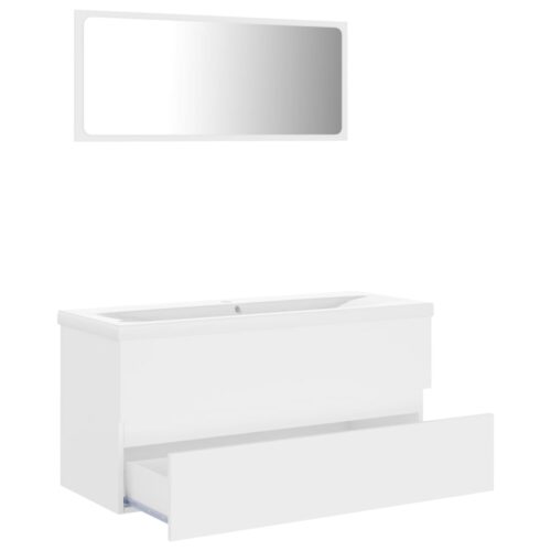 Bathroom Furniture Set White Engineered Wood - Image 3