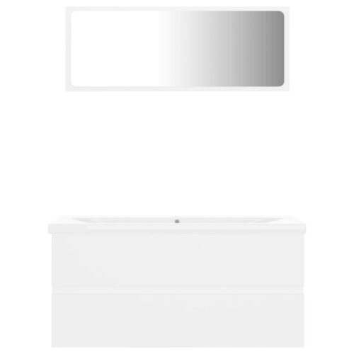 Bathroom Furniture Set White Engineered Wood - Image 4