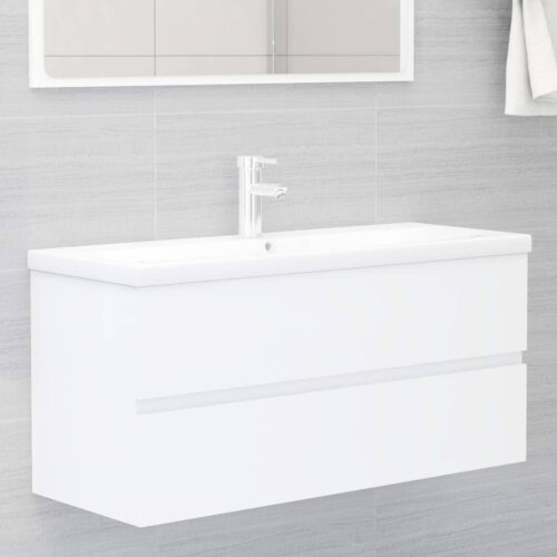Bathroom Furniture Set White Engineered Wood - Image 10