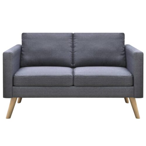 Sofa 2-Seater Fabric Dark Grey - Image 3