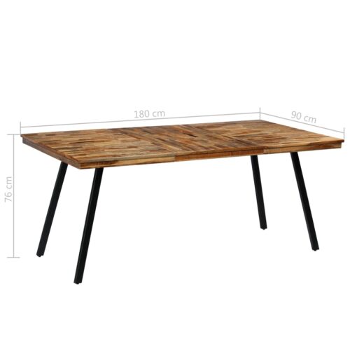 Dining Table Reclaimed Teak Steel 180x90x76cm - Image 8