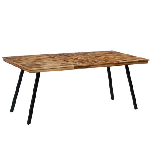 Dining Table Reclaimed Teak Steel 180x90x76cm - Image 9