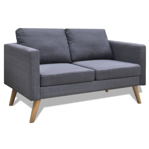 Sofa 2-Seater Fabric Dark Grey - Image 6