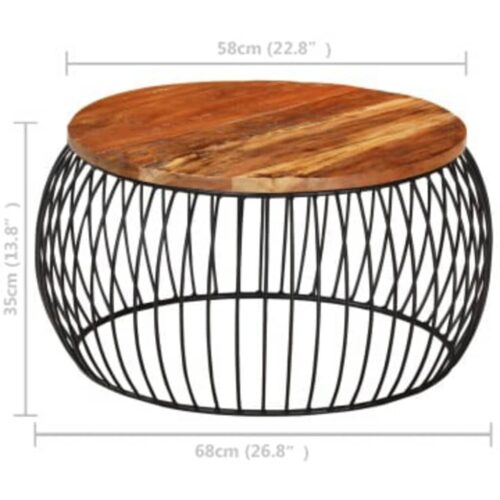 Coffee Table √ò68cm Solid Reclaimed Wood - Image 7