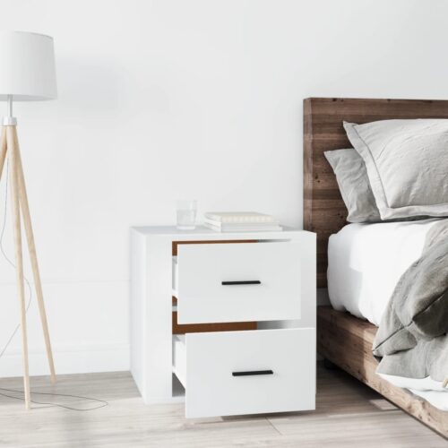 Bedside Cabinet White 50x39x47cm - Image 3