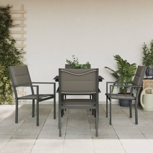 5-Piece Garden Dining Set Black Steel Textilene - Image 10