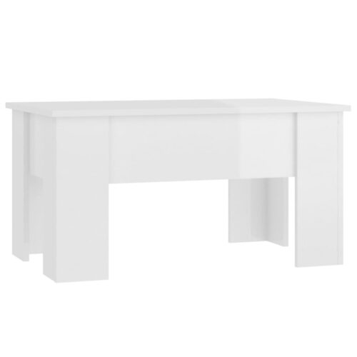 Coffee Table High Gloss White 79x49x41cm Engineered Wood - Image 2