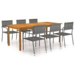 7-Piece Garden Dining Set Grey Outdoor Patio Lounge Furniture