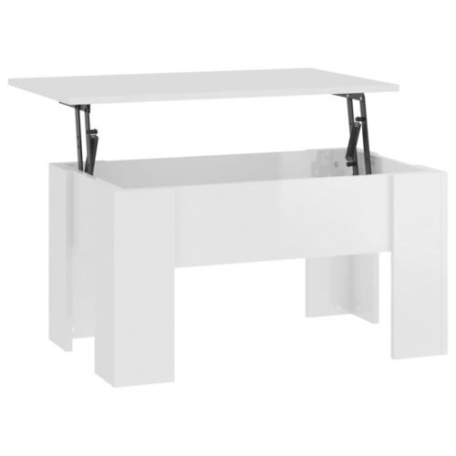 Coffee Table High Gloss White 79x49x41cm Engineered Wood