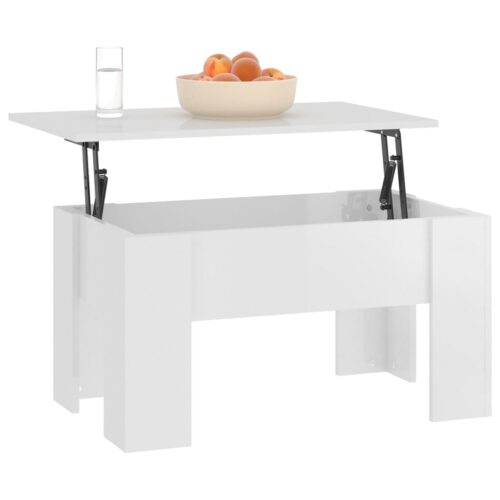 Coffee Table High Gloss White 79x49x41cm Engineered Wood - Image 6