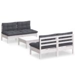 5-Piece Garden Lounge Set with Anthracite Cushions Pine Wood Outdoor Patio Furniture