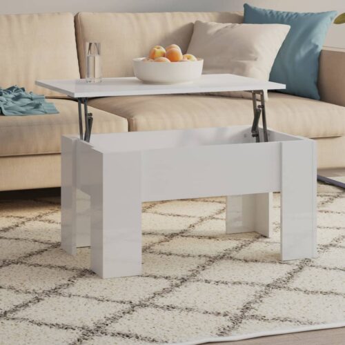 Coffee Table High Gloss White 79x49x41cm Engineered Wood - Image 7