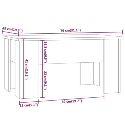 Coffee Table High Gloss White 79x49x41cm Engineered Wood - Image 8