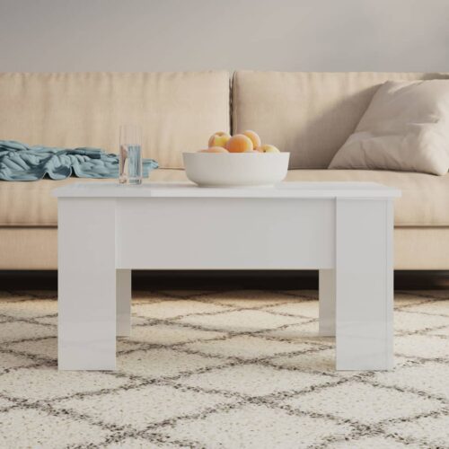 Coffee Table High Gloss White 79x49x41cm Engineered Wood - Image 9