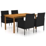 5-Piece Garden Dining Set Black