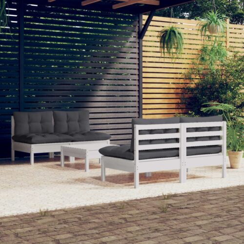 5-Piece Garden Lounge Set with Anthracite Cushions Pine Wood Outdoor Patio Furniture - Image 10