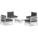 5-Piece Garden Lounge Set with Anthracite Cushions Pine Wood Outdoor Patio Furniture