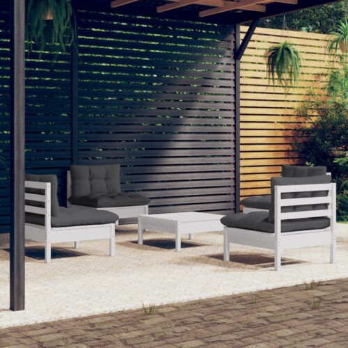 5-Piece Garden Lounge Set with Anthracite Cushions Pine Wood Outdoor Patio Furniture - Image 10