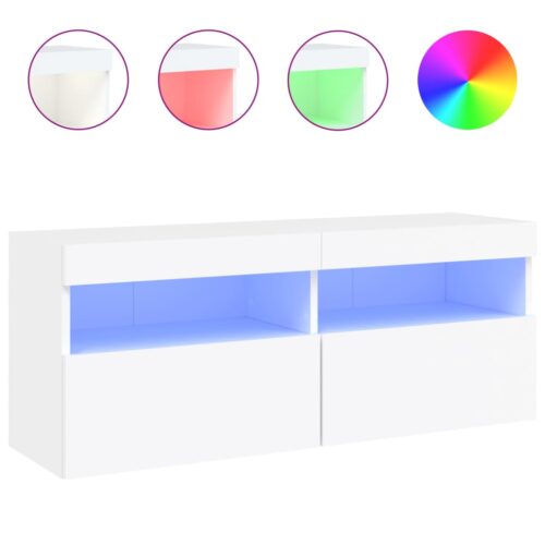 TV Wall Cabinet with LED Lights White 100x30x40cm - Image 2