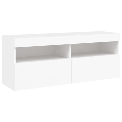 TV Wall Cabinet with LED Lights White 100x30x40cm - Image 3