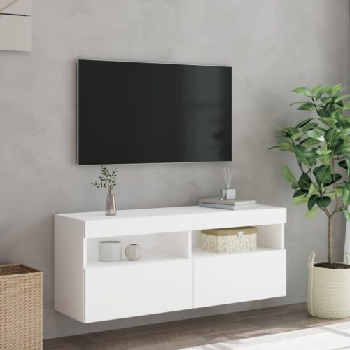 TV Wall Cabinet with LED Lights White 100x30x40cm - Image 5