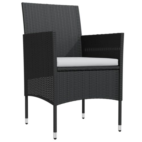 5-Piece Garden Dining Set with Cushions Black - Image 3