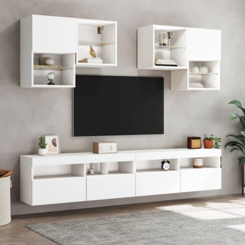 TV Wall Cabinet with LED Lights White 100x30x40cm - Image 6