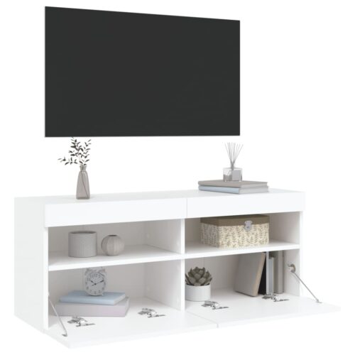 TV Wall Cabinet with LED Lights White 100x30x40cm - Image 7